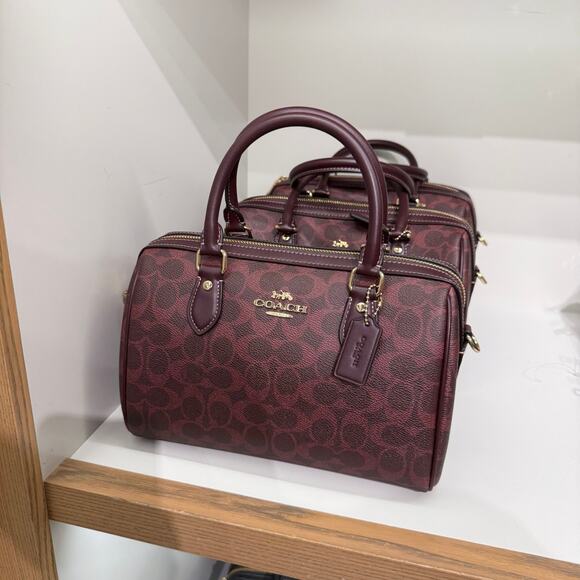 New‼️Coach CV961 Rowan Satchel Bag Signature Canvas CURRANT